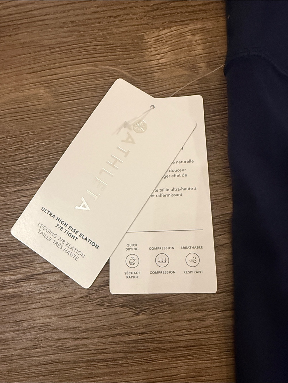 Athleta Navy High-Rise Elation 7/8 
Leggings Size Small NWT - Picture 4 of 6